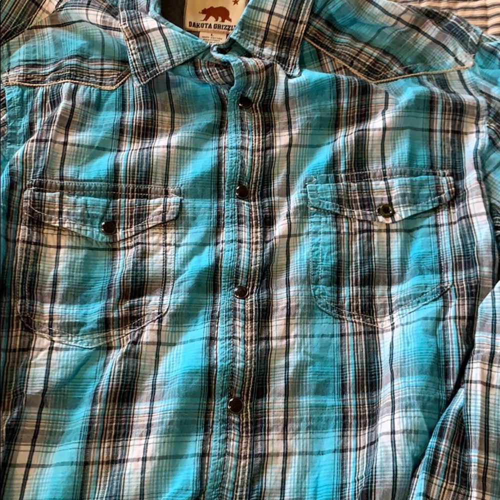 Blue plaid button down - Picture 4 of 4